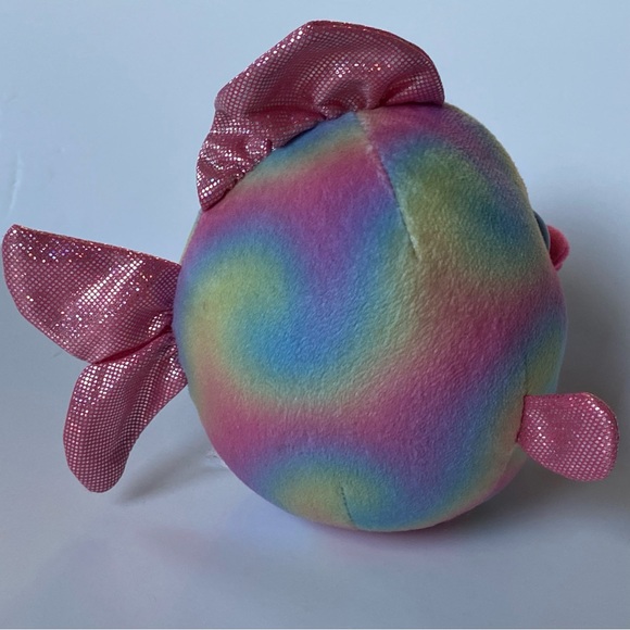 TY Beanie Ballz plush stuffed round 5" fish RAINBOW retired Pink Shiny Ocean - Picture 7 of 11